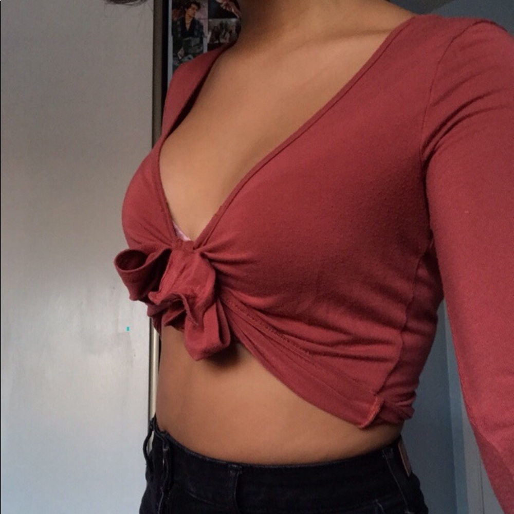 Pink wrap crop top